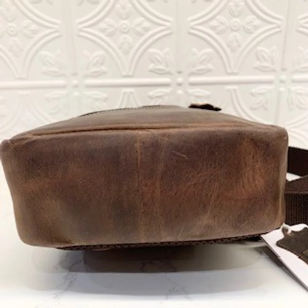 American Bison Brown Genuine Leather Sling Bag Crossbody Backpack ABBG 41-25211